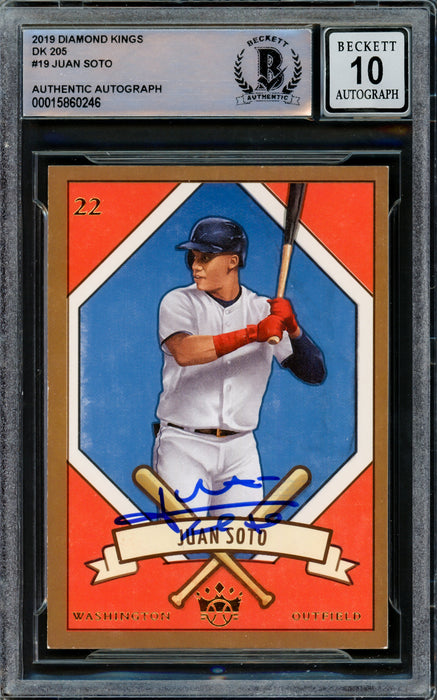 Juan Soto Autographed 2019 Donruss Diamond Kings Card #205-19 Washington Nationals Auto Grade Gem Mint 10 Beckett BAS #15860246