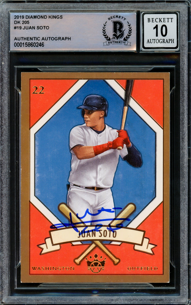 Juan Soto Autographed 2019 Donruss Diamond Kings Card #205-19 Washington Nationals Auto Grade Gem Mint 10 Beckett BAS #15860246