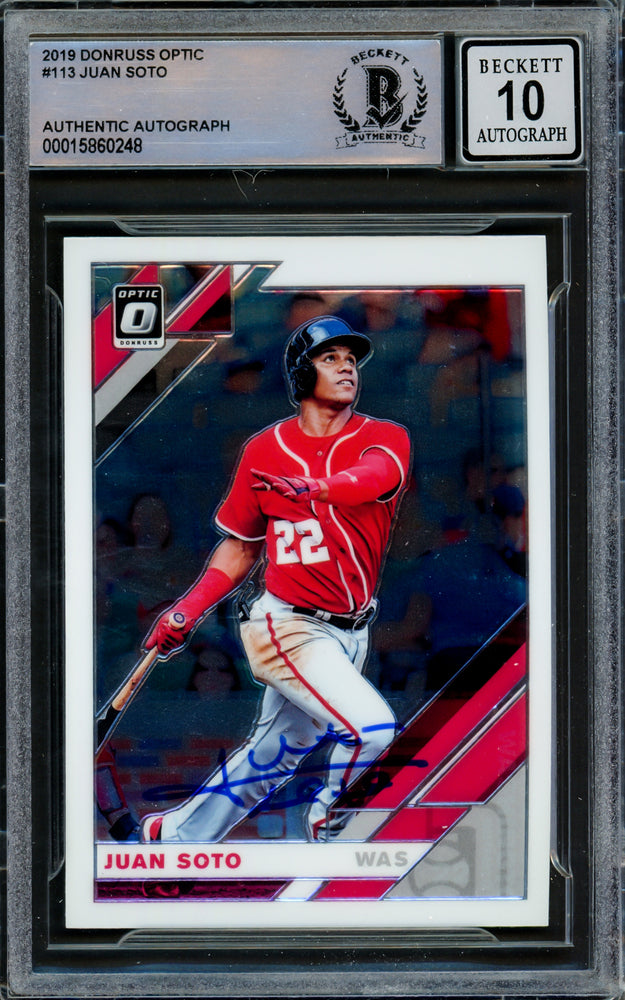 Juan Soto Autographed 2019 Donruss Optic Card #113 Washington Nationals Auto Grade Gem Mint 10 Beckett BAS #15860248
