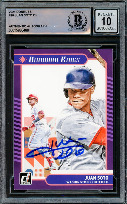 Juan Soto Autographed 2021 Donruss Diamond Kings Card #20 Washington Nationals Auto Grade Gem Mint 10 Beckett BAS #15860488