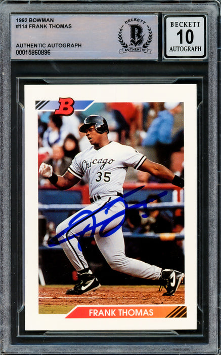 Frank Thomas Autographed 1992 Bowman Card #114 Chicago White Sox Auto Grade Gem Mint 10 Beckett BAS #15860896
