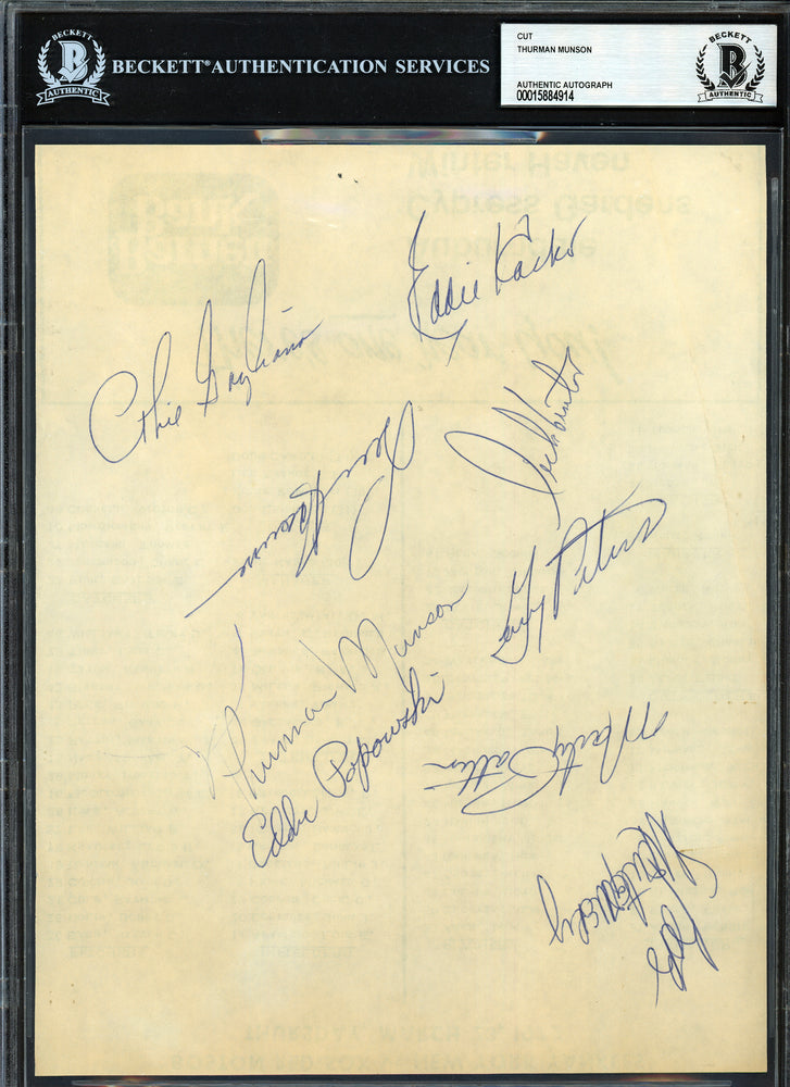 Thurman Munson Autographed 8x10 Newspaper Page Photo New York Yankees With 8 Others Beckett BAS #15884914