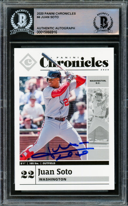 Juan Soto Autographed 2020 Panini Chronicles Card #4 Washington Nationals Beckett BAS #15866916