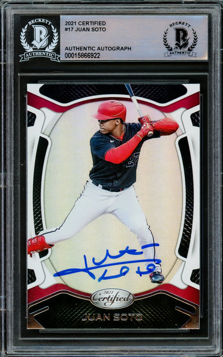 Juan Soto Autographed 2021 Panini Certified Card #17 Washington Nationals Beckett BAS #15866922