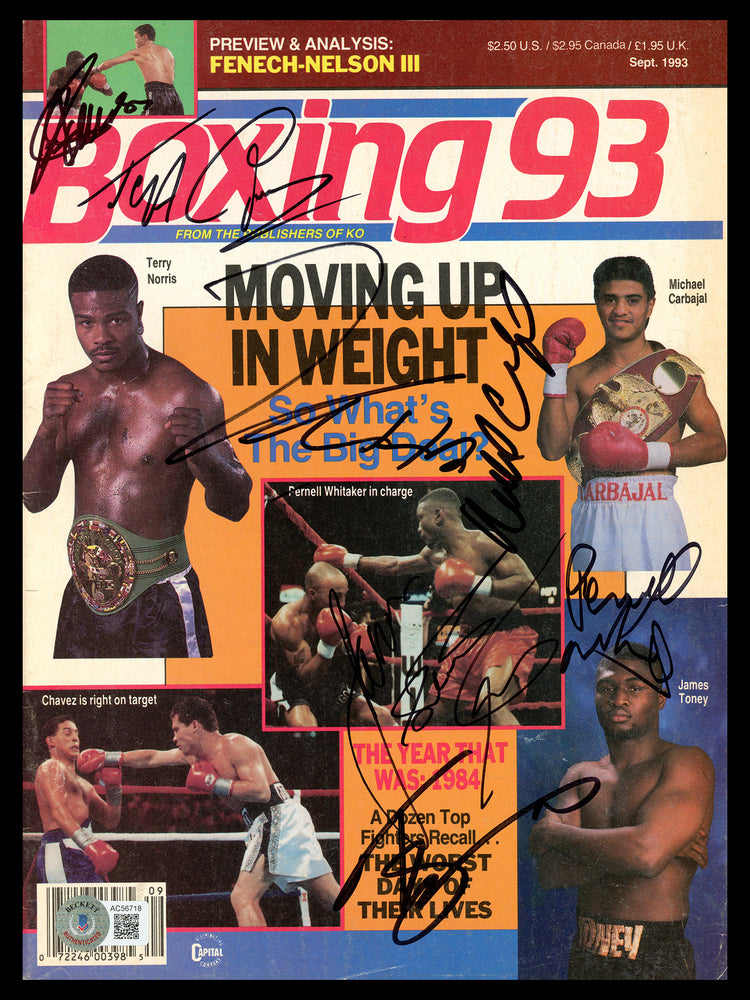 Boxing Legends Autographed Boxing 93 Magazine With 7 signatures Including Julio Cesar Chavez, Pernell Whitaker Beckett BAS #AC56718