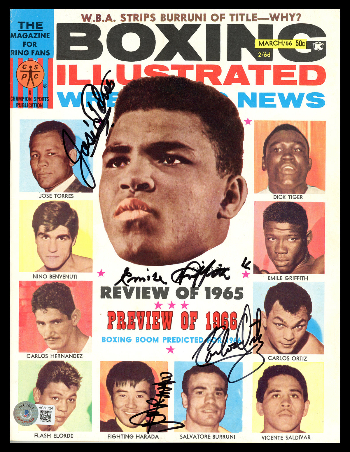 Boxing Legends Autographed Boxing Illustrated Magazine With 4 Signatur ...