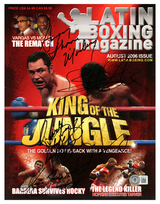 Boxing Legends Autographed Latin Boxing Magazine With 5 Signatures Including Oscar De La Hoya & "Sugar" Shane Mosley Beckett BAS #AC56770