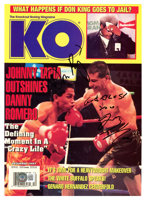 Johnny Tapia & Don King Autographed KO Magazine Beckett BAS QR #BH26920