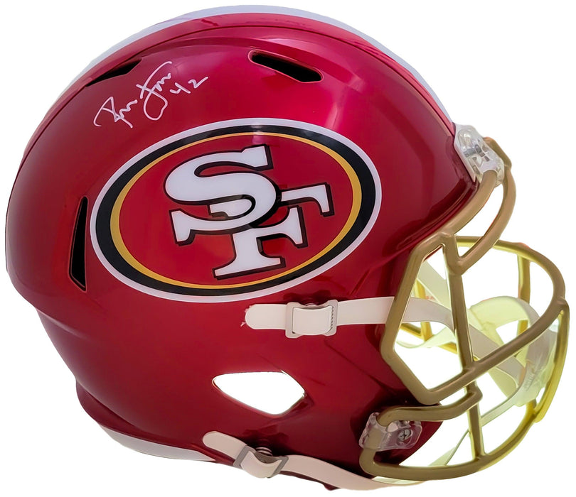 Ronnie Lott Autographed San Francisco 49ers Flash Red Full Size Replica Speed Helmet Beckett BAS Witness Stock #208225 - RSA