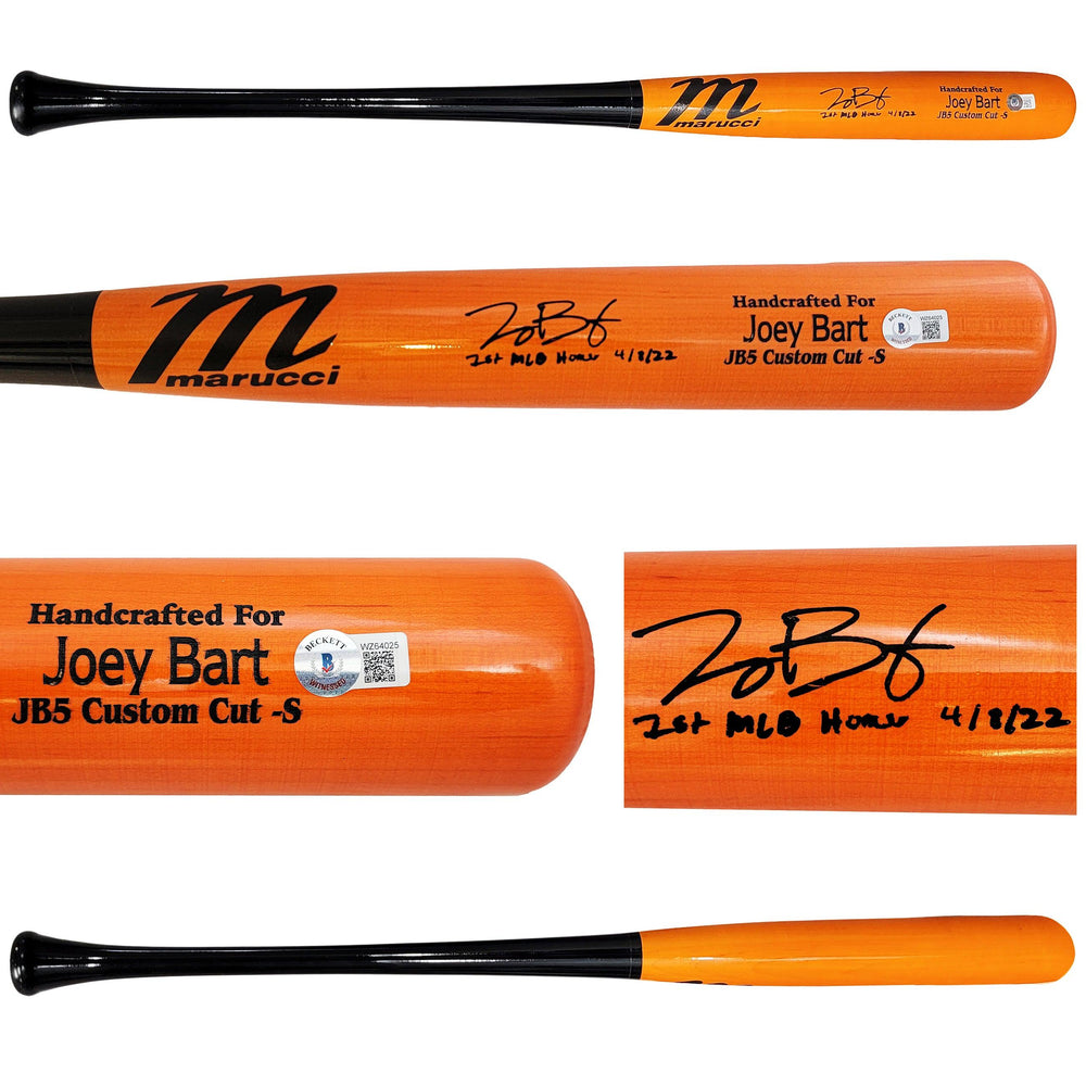 Joey Bart Autographed Orange Marucci Game Model Bat San Francisco Giants "1st MLB Homer" Beckett BAS Witness Stock #208240 - RSA