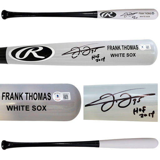 Frank Thomas Autographed Gray Rawlings Game Model Bat Chicago White Sox "HOF 2014" Beckett BAS Witness Stock #208242 - RSA