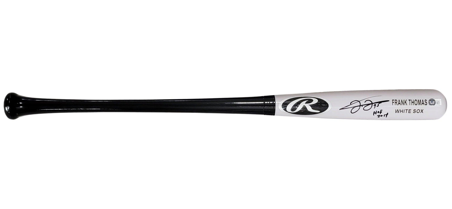 Frank Thomas Autographed Gray Rawlings Game Model Bat Chicago White Sox "HOF 2014" Beckett BAS Witness Stock #208242 - RSA