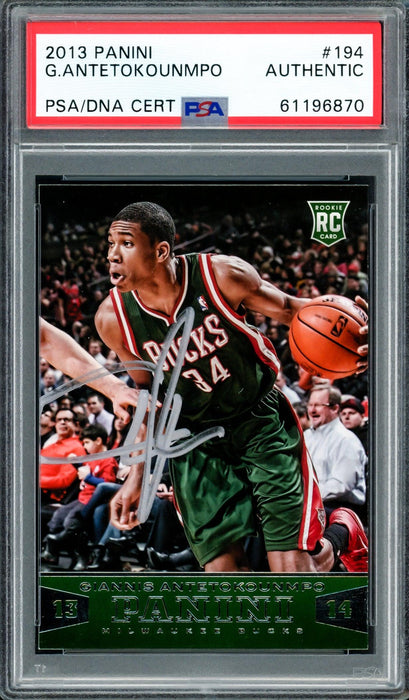 Giannis Antetokounmpo Autographed 2013 Panini Rookie Card #194 Milwaukee Bucks PSA/DNA #61196870 - RSA