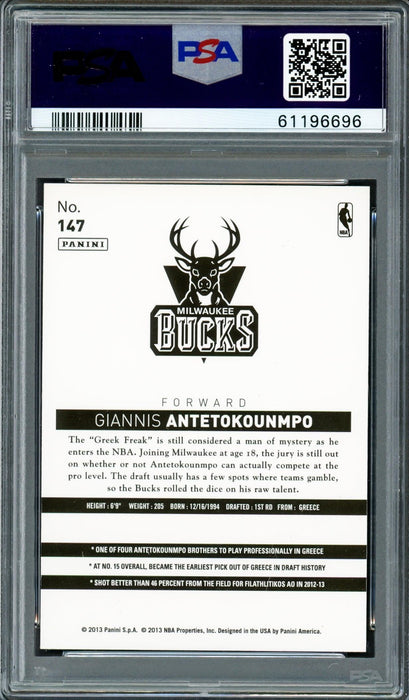 Giannis Antetokounmpo Autographed 2013 Panini NBA China Rookie Card #147 Milwaukee Bucks PSA 9 Auto Grade Mint 9 PSA/DNA #61196696 - RSA