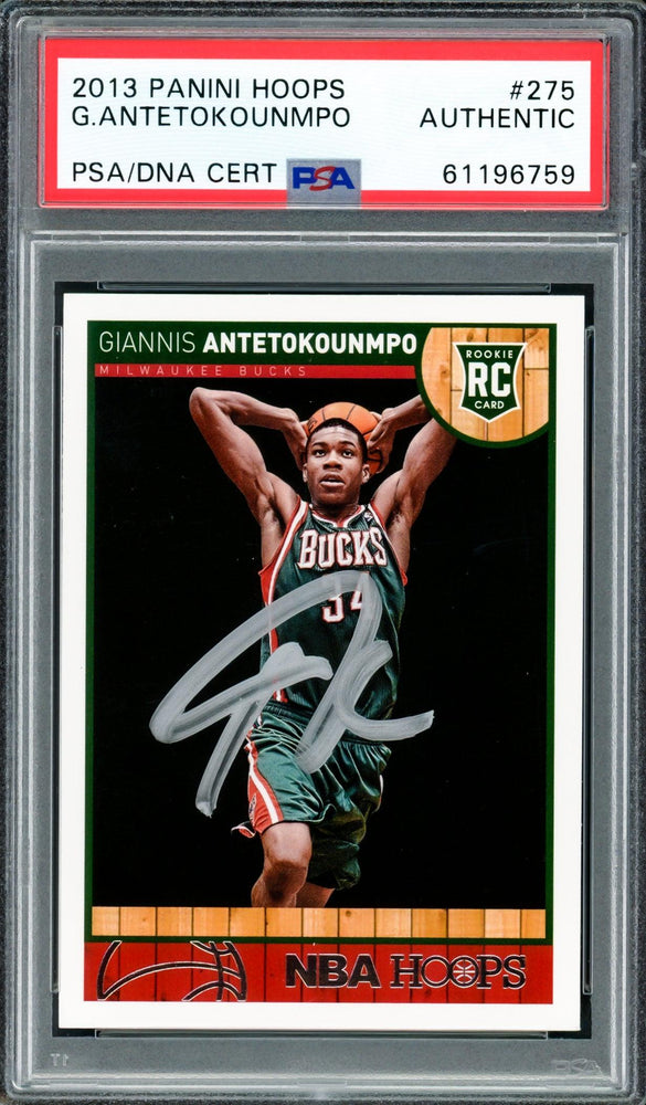 Giannis Antetokounmpo Autographed 2013 Panini Hoops Rookie Card #275 Milwaukee Bucks PSA/DNA #61196759 - RSA