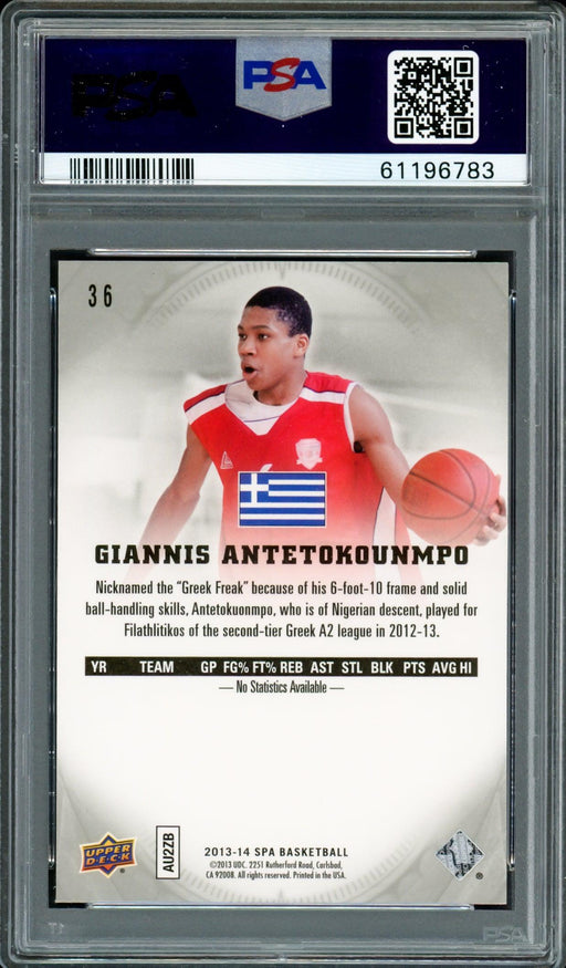 Giannis Antetokounmpo Autographed 2013 SP Authentic Rookie Card #36 Milwaukee Bucks PSA 10 Auto Grade Mint 9 PSA/DNA #61196783 - RSA