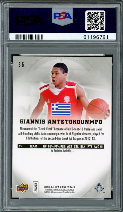 Giannis Antetokounmpo Autographed 2013 SP Authentic Rookie Card #36 Milwaukee Bucks PSA 10 Auto Grade Mint 9 PSA/DNA #61196781 - RSA