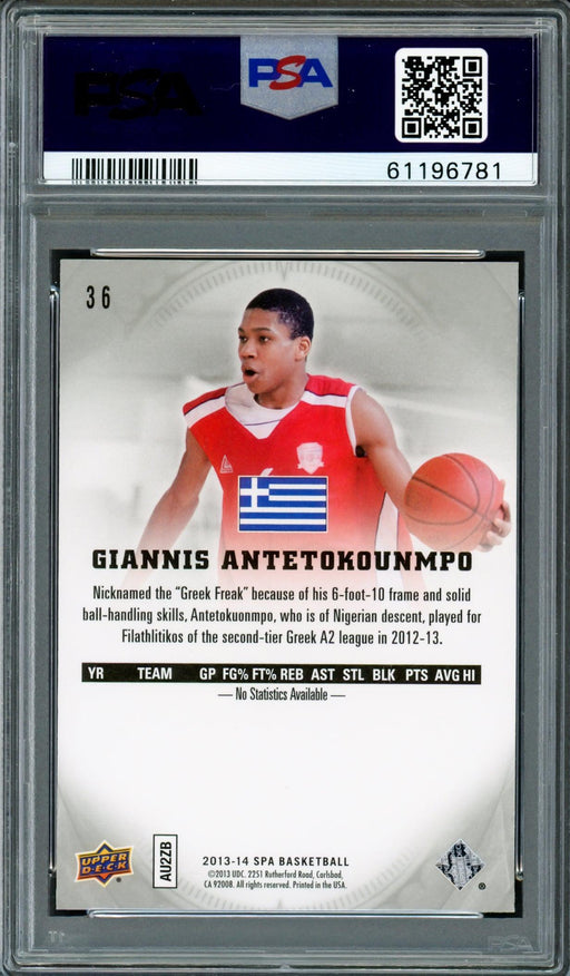 Giannis Antetokounmpo Autographed 2013 SP Authentic Rookie Card #36 Milwaukee Bucks PSA 10 Auto Grade Mint 9 PSA/DNA #61196781 - RSA