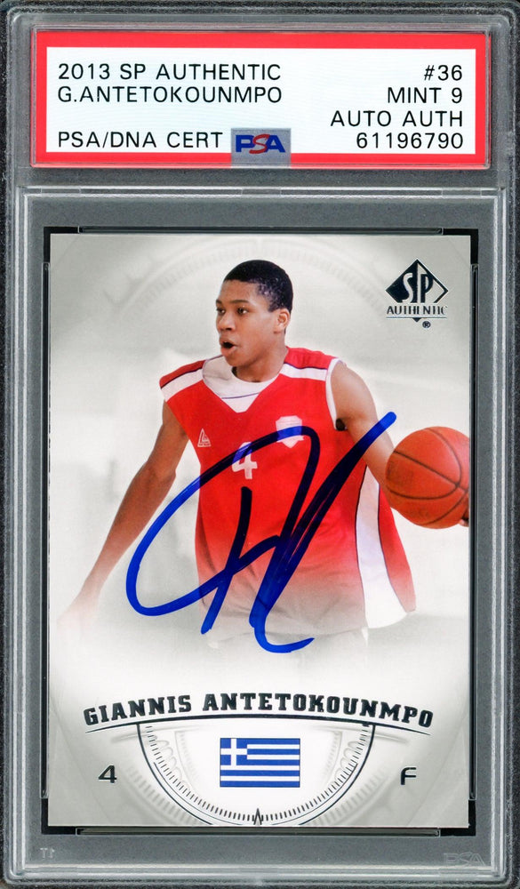 Giannis Antetokounmpo Autographed 2013 SP Authentic Rookie Card #36 Milwaukee Bucks PSA 9 PSA/DNA #61196790 - RSA