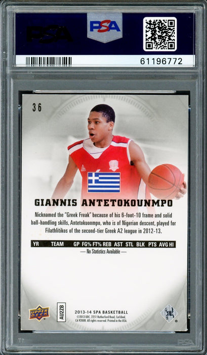 Giannis Antetokounmpo Autographed 2013 SP Authentic Rookie Card #36 Milwaukee Bucks Auto Grade Gem Mint 10 PSA/DNA #61196772 - RSA
