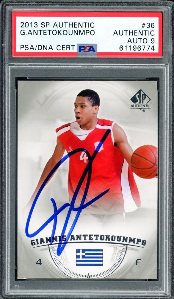Giannis Antetokounmpo Autographed 2013 SP Authentic Rookie Card #36 Milwaukee Bucks Auto Grade Mint 9 PSA/DNA #61196774 - RSA