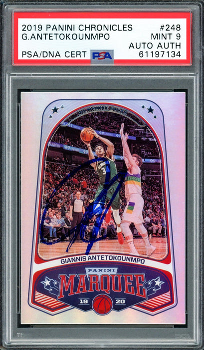 Giannis Antetokounmpo Autographed 2019 Panini Chronicles Card #248 Milwaukee Bucks PSA 9 PSA/DNA #61197134 - RSA