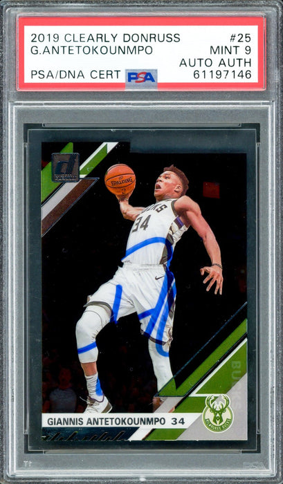Giannis Antetokounmpo Autographed 2019 Clearly Donruss Card #25 Milwaukee Bucks PSA 9 PSA/DNA #61197146 - RSA