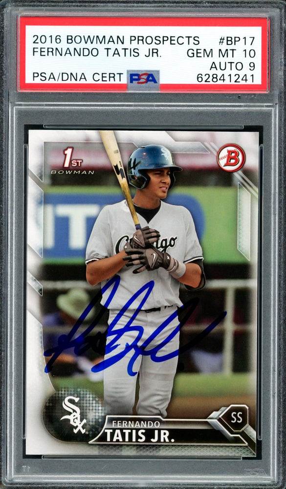 Fernando Tatis Jr. Autographed 2016 Bowman Prospects Rookie Card #BP17 San Diego Padres PSA 10 Auto Grade Mint 9 PSA/DNA #62841241 - RSA