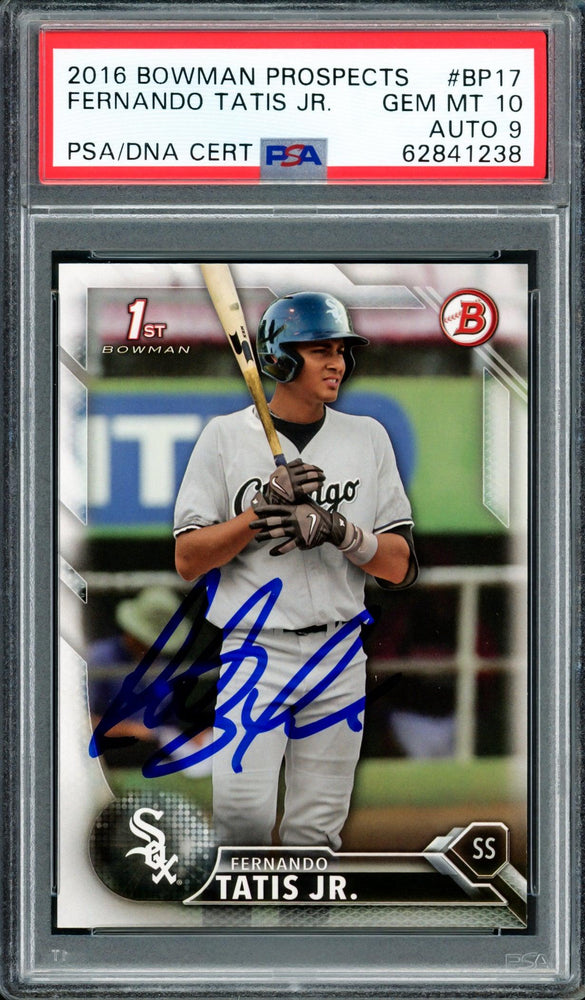 Fernando Tatis Jr. Autographed 2016 Bowman Prospects Rookie Card #BP17 San Diego Padres PSA 10 Auto Grade Mint 9 PSA/DNA #62841238 - RSA