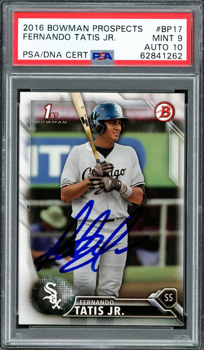 Fernando Tatis Jr. Autographed 2016 Bowman Prospects Rookie Card #BP17 San Diego Padres PSA 9 Auto Grade Gem Mint 10 PSA/DNA #62841262 - RSA