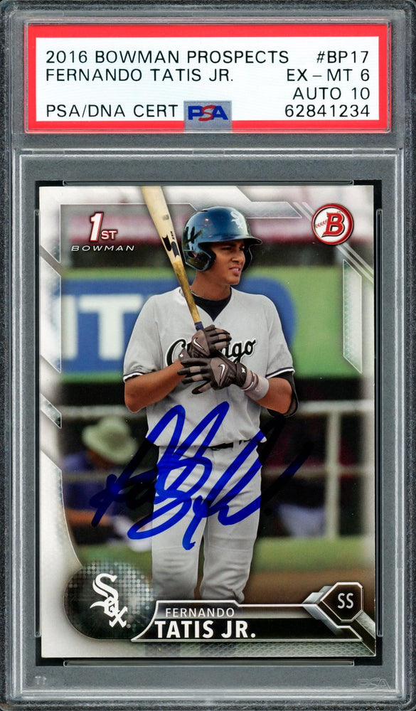Fernando Tatis Jr. Autographed 2016 Bowman Prospects Rookie Card #BP17 San Diego Padres PSA 6 Auto Grade Gem Mint 10 PSA/DNA #62841234 - RSA