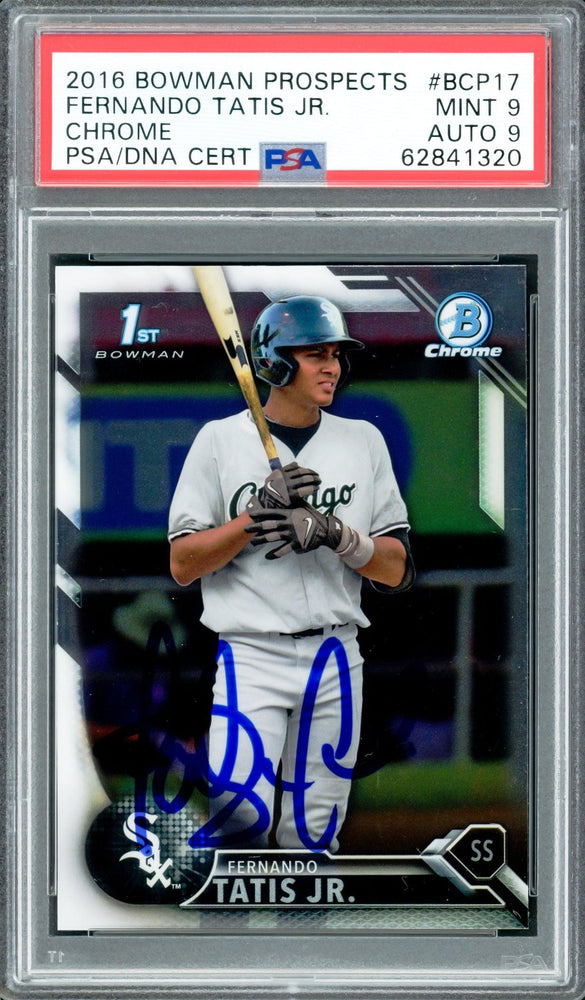 Fernando Tatis Jr. Autographed 2016 Bowman Chrome Prospects Rookie Card #BCP17 San Diego Padres PSA 9 Auto Grade Mint 9 PSA/DNA #62841320 - RSA