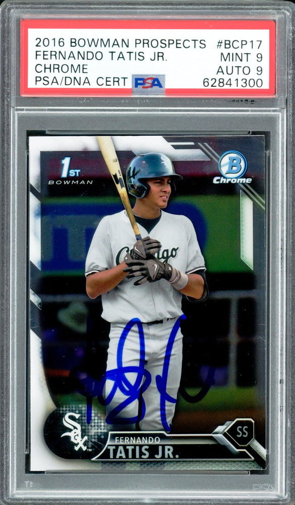 Fernando Tatis Jr. Autographed 2016 Bowman Chrome Prospects Rookie Card #BCP17 San Diego Padres PSA 9 Auto Grade Mint 9 PSA/DNA #62841300 - RSA