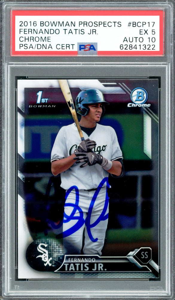Fernando Tatis Jr. Autographed 2016 Bowman Chrome Prospects Rookie Card #BCP17 San Diego Padres PSA 5 Auto Grade Gem Mint 10 PSA/DNA #62841322 - RSA
