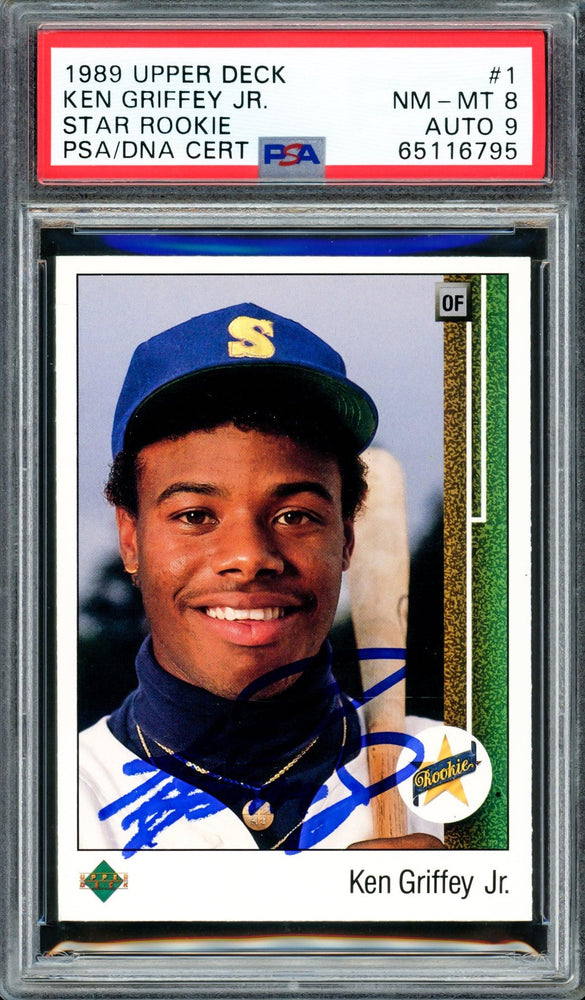 Ken Griffey Jr. Autographed 1989 Upper Deck Rookie Card #1 Seattle Mariners PSA 8 Auto Grade Mint 9 PSA/DNA #65116795 - RSA