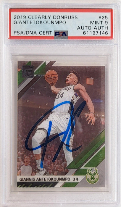 Giannis Antetokounmpo Autographed 2019 Clearly Donruss Card #25 Milwaukee Bucks PSA 9 PSA/DNA #61197146 - RSA