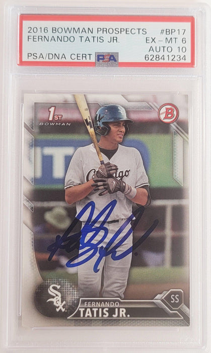 Fernando Tatis Jr. Autographed 2016 Bowman Prospects Rookie Card #BP17 San Diego Padres PSA 6 Auto Grade Gem Mint 10 PSA/DNA #62841234 - RSA