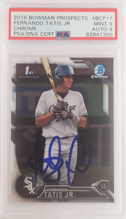 Fernando Tatis Jr. Autographed 2016 Bowman Chrome Prospects Rookie Card #BCP17 San Diego Padres PSA 9 Auto Grade Mint 9 PSA/DNA #62841300 - RSA