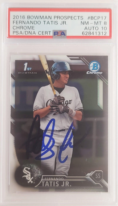 Fernando Tatis Jr. Autographed 2016 Bowman Chrome Prospects Rookie Card #BCP17 San Diego Padres PSA 8 Auto Grade Gem Mint 10 PSA/DNA #62841312 - RSA