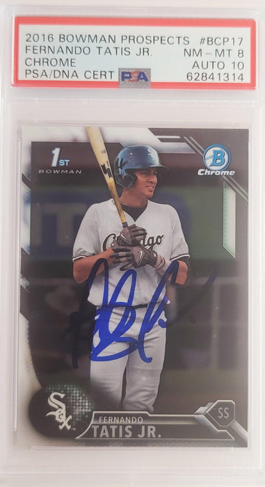 Fernando Tatis Jr. Autographed 2016 Bowman Chrome Prospects Rookie Card #BCP17 San Diego Padres PSA 8 Auto Grade Gem Mint 10 PSA/DNA #62841314 - RSA