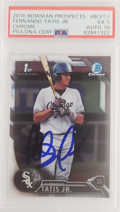 Fernando Tatis Jr. Autographed 2016 Bowman Chrome Prospects Rookie Card #BCP17 San Diego Padres PSA 5 Auto Grade Gem Mint 10 PSA/DNA #62841322 - RSA