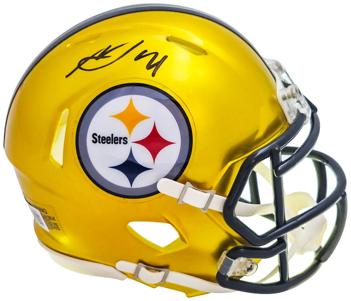 George Pickens Autographed Pittsburgh Steelers Flash Yellow Speed Mini Helmet Beckett BAS QR Stock #220510