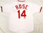Cincinnati Reds Pete Rose Autographed White Jersey Hit King JSA #WA035057 - RSA