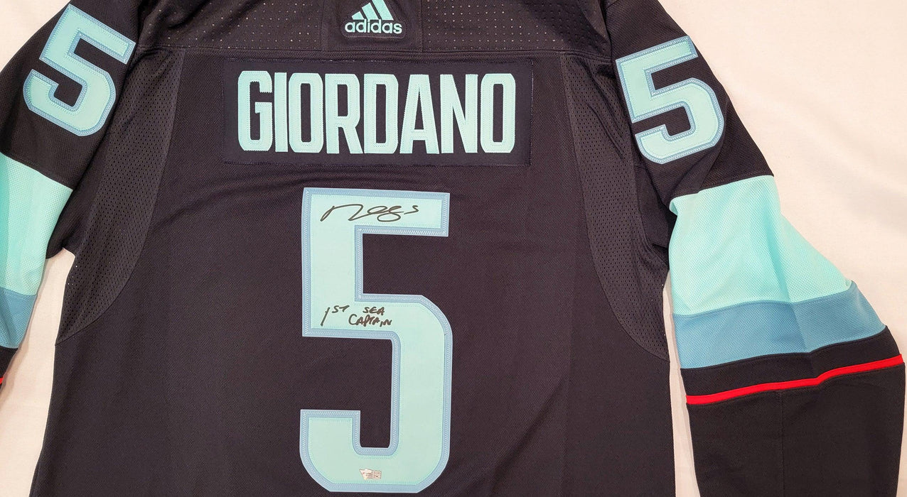 Seattle Kraken Mark Giordano Autographed Blue Adidas Authentic Jersey Size 54 With 2021-22 Inaugural Patch "1st Sea Captain" Fanatics Holo #B389979 - RSA