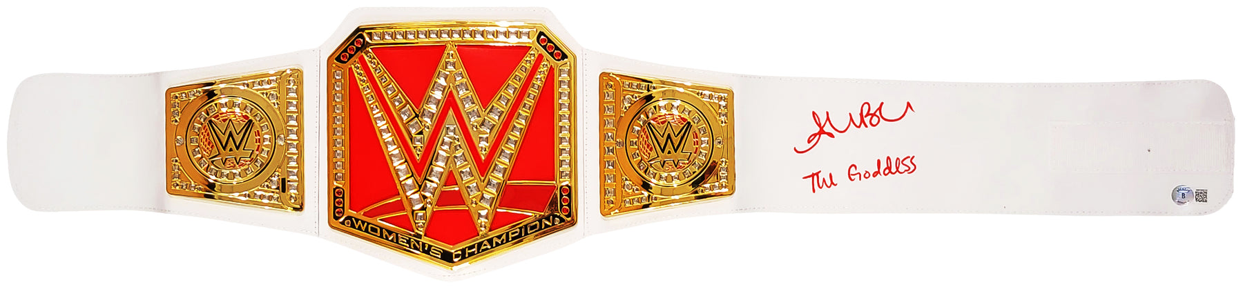 Alexa Bliss Autographed Red & Gold WWE Belt "The Goddess" Beckett BAS Witness Stock #208691