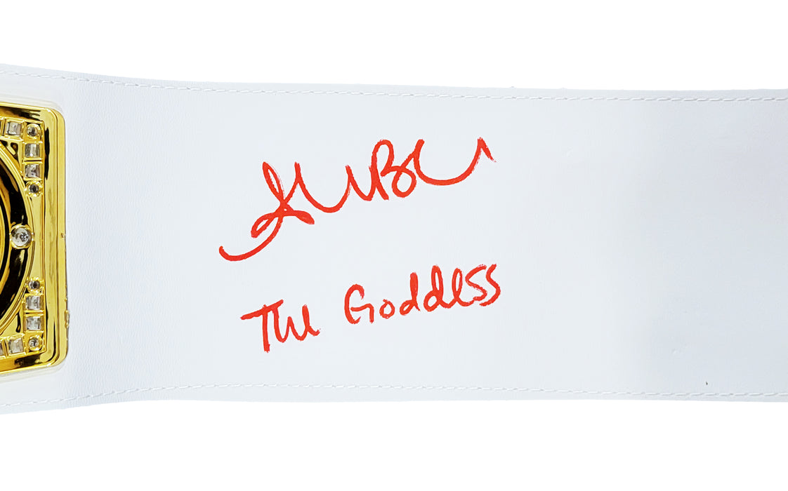 Alexa Bliss Autographed Red & Gold WWE Belt "The Goddess" Beckett BAS Witness Stock #208691