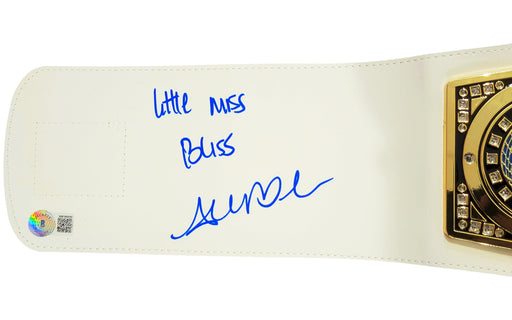 Alexa Bliss Autographed Blue & Gold WWE Belt "Little Miss Bliss" Beckett BAS Witness Stock #208692 - RSA