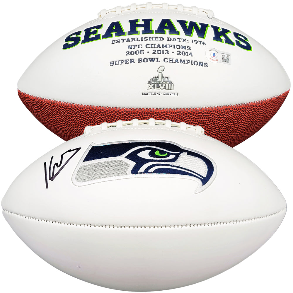 Kenneth Walker III Autographed Seattle Seahawks White Logo Football Beckett BAS Witness Stock #208157