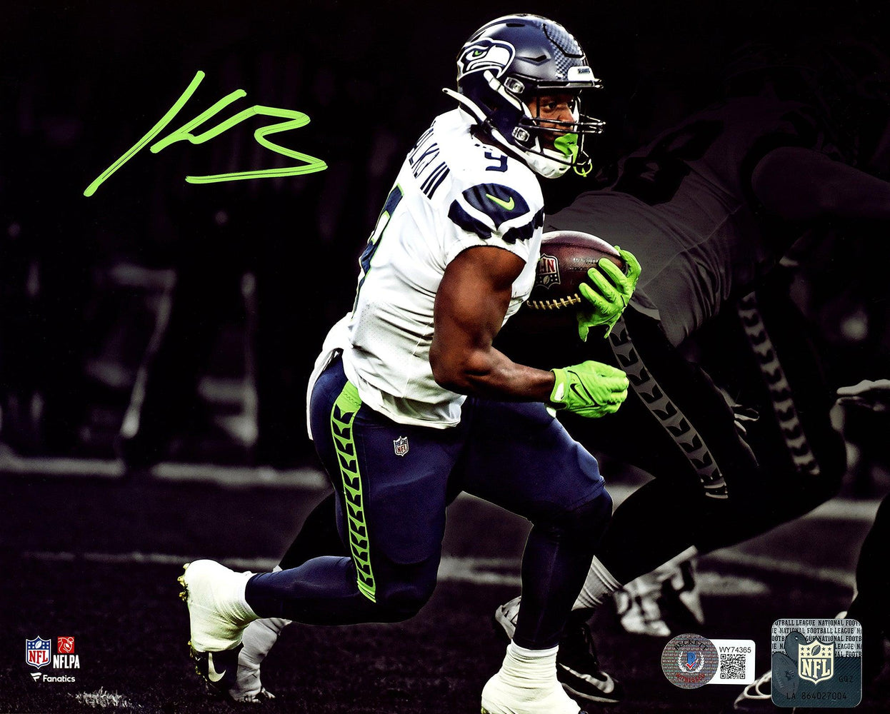 Kenneth Walker III Autographed 8x10 Photo Seattle Seahawks Spotlight Beckett BAS Witness Stock #208164 - RSA