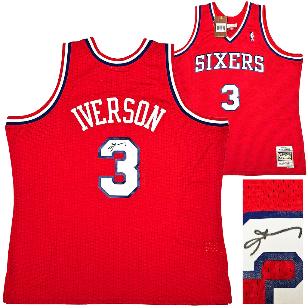 Philadelphia 76ers Allen Iverson Autographed Red Authentic